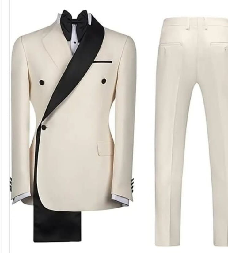 Classic Man cream & black suit, cotton fabric